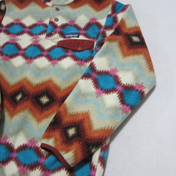 PATAGONIA Wmns XXS Timber Twist Aztec SYNCHILLA SNAP-T FLEECE PULLOVER Sweater - Picture 4 of 12